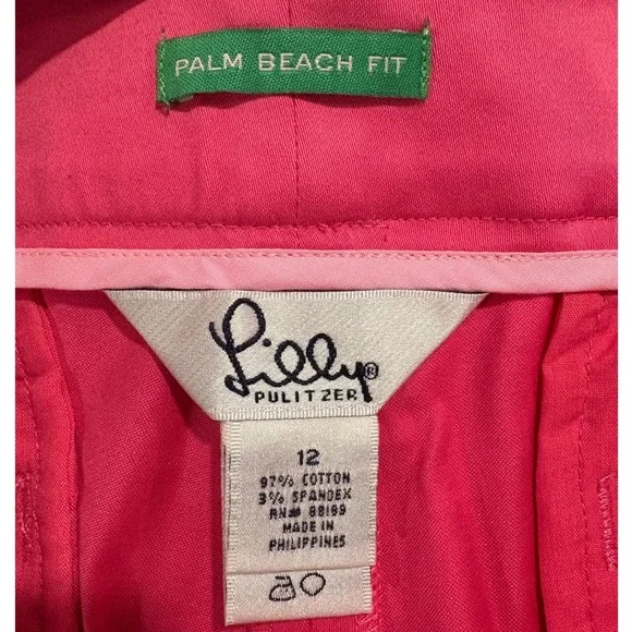 Lilly Pulitzer Palm Beach Fit Pink Cuffed Bermuda Shorts Womens Size 12 Hot Pink - Picture 4 of 6